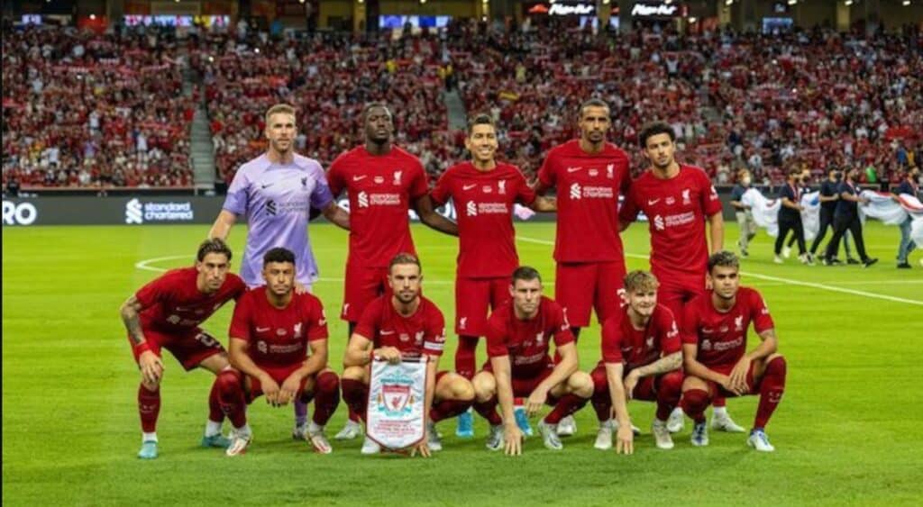 Đội hình của Liverpool trong trận đấu trước mùa giải 2022 với Crystal Palace tại Singapore